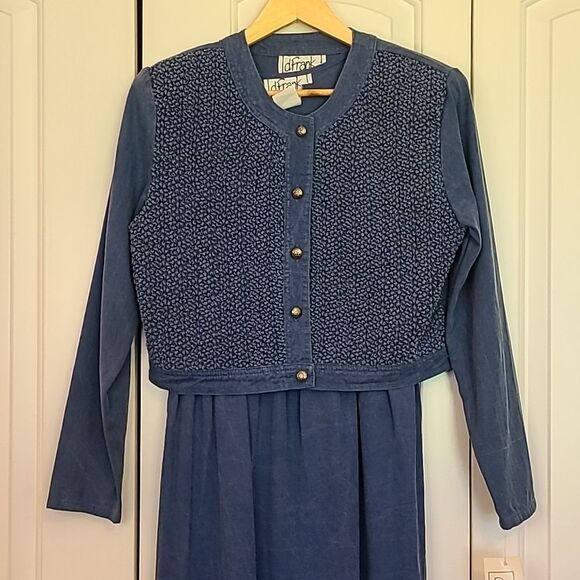 Vintage D. Frank 2 PC Sleeveless Denim  Tie Back Maxi Dress with Jacket Size 10 - Picture 3 of 16